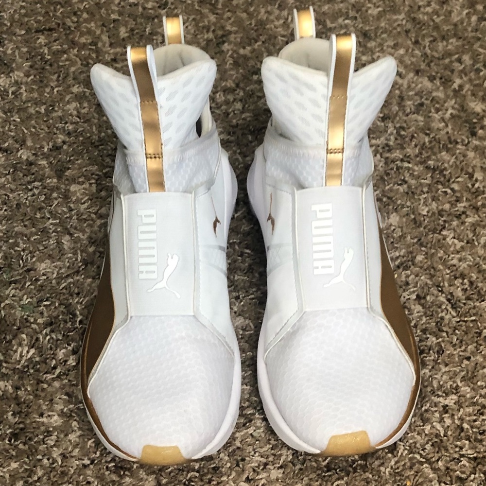 Puma Fierce white and gold sneakers